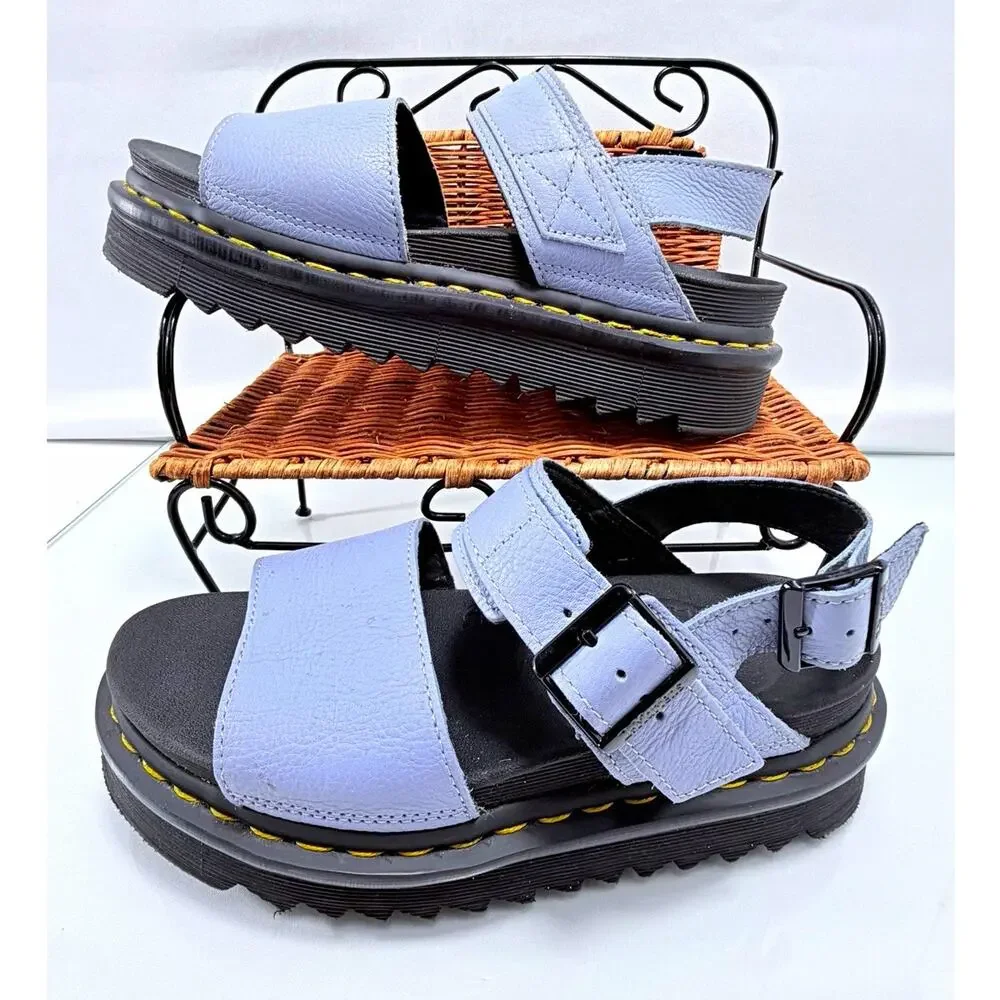 Dr. Martens Voss Women's Sandals Size 6 Light Blue Platform Strappy UK 4 EU 37
